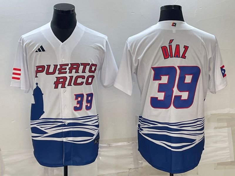 Men 2023 World Cub 39 Diaz White MLB Jersey1